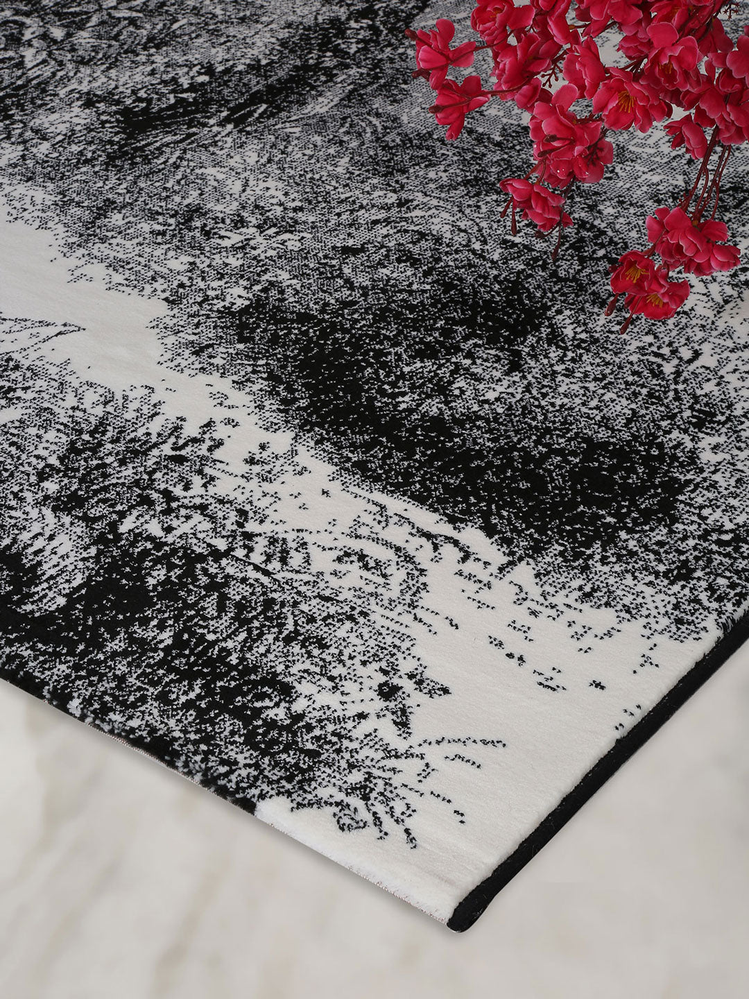 Floral Black Rug